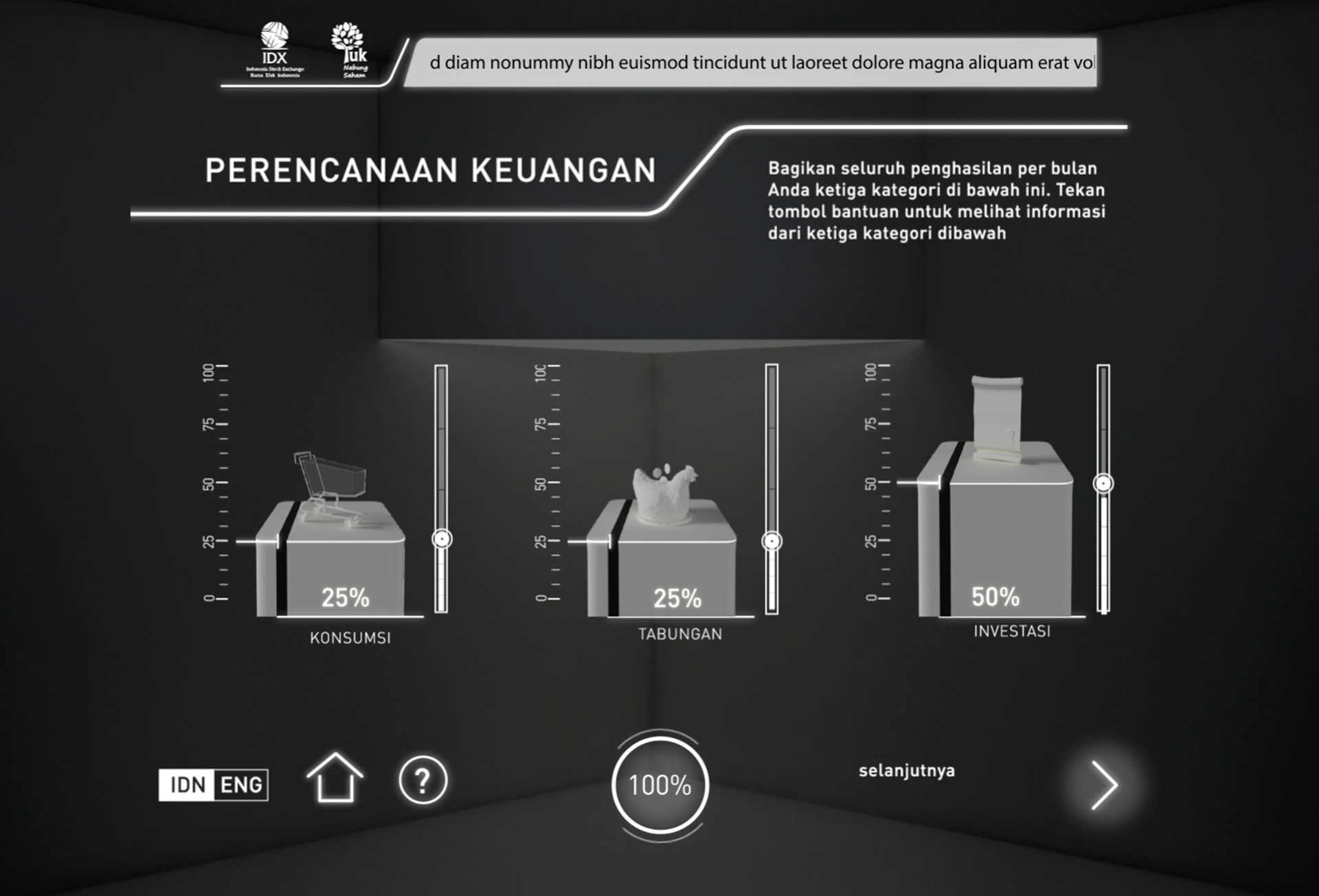 Galeri YNS stock simulation UI